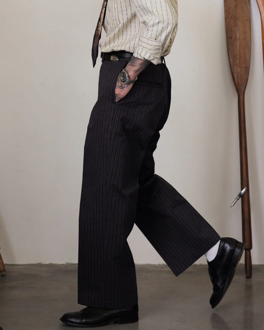 Twist Twill Striped Trouser Black - Image 4
