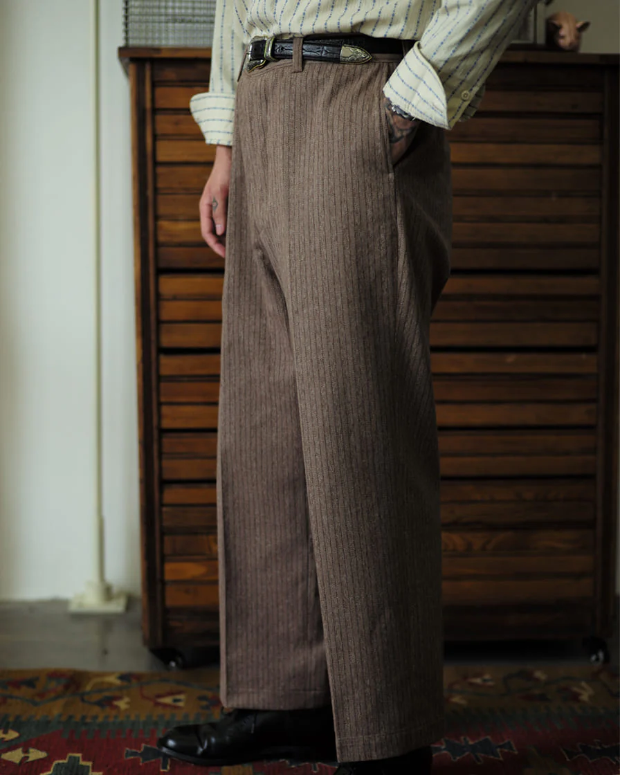 Mock Twill Pinstriped Trouser Brown - Image 3