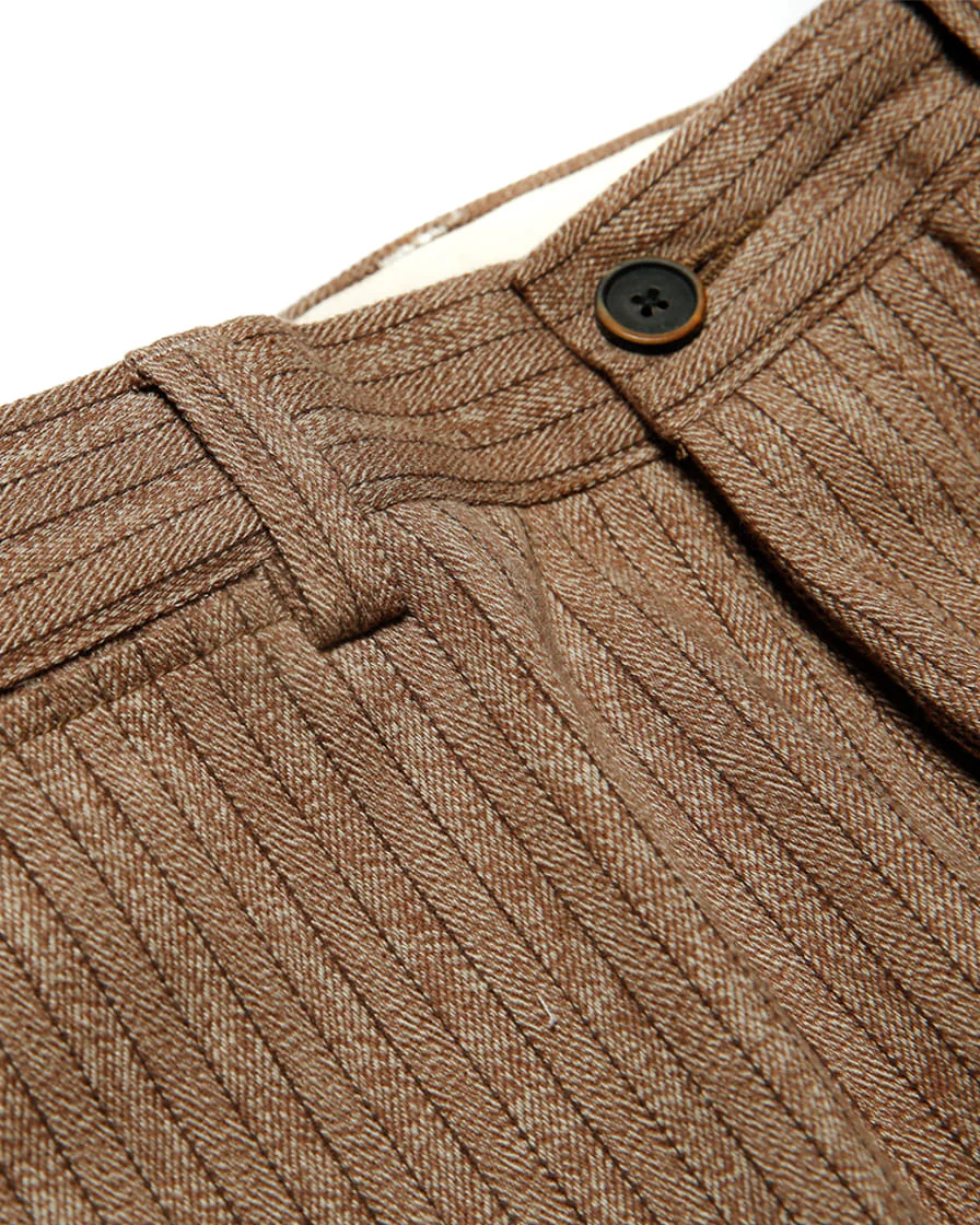 Mock Twill Pinstriped Trouser Brown - Image 6