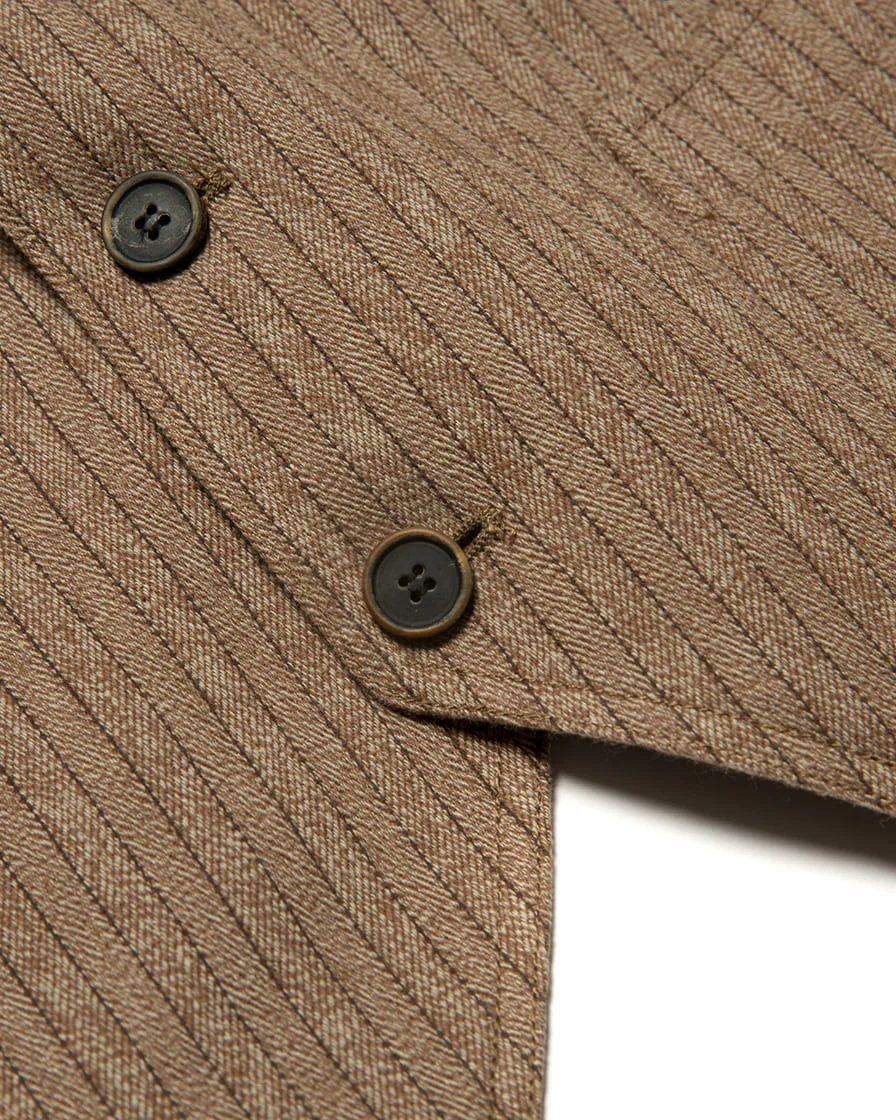 Mock Twill Pinstriped Vest Brown - Image 7