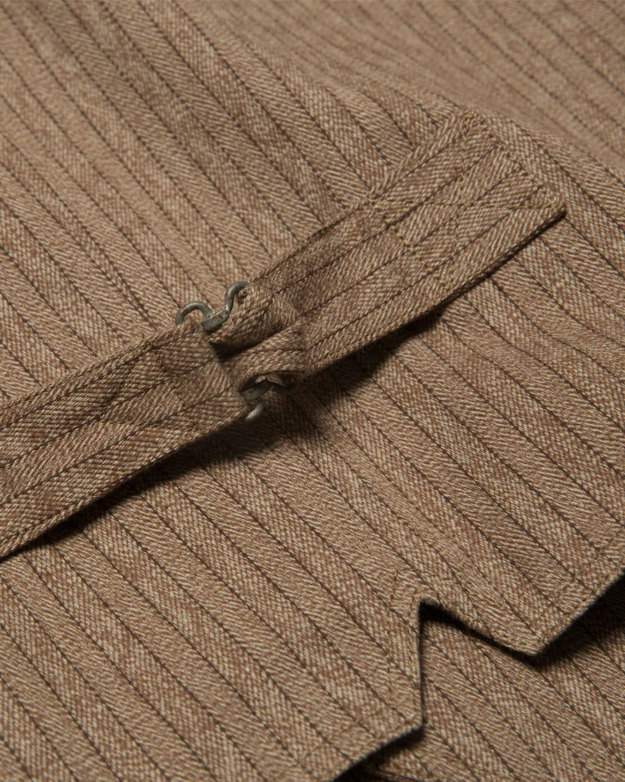 Mock Twill Pinstriped Vest Brown - Image 8