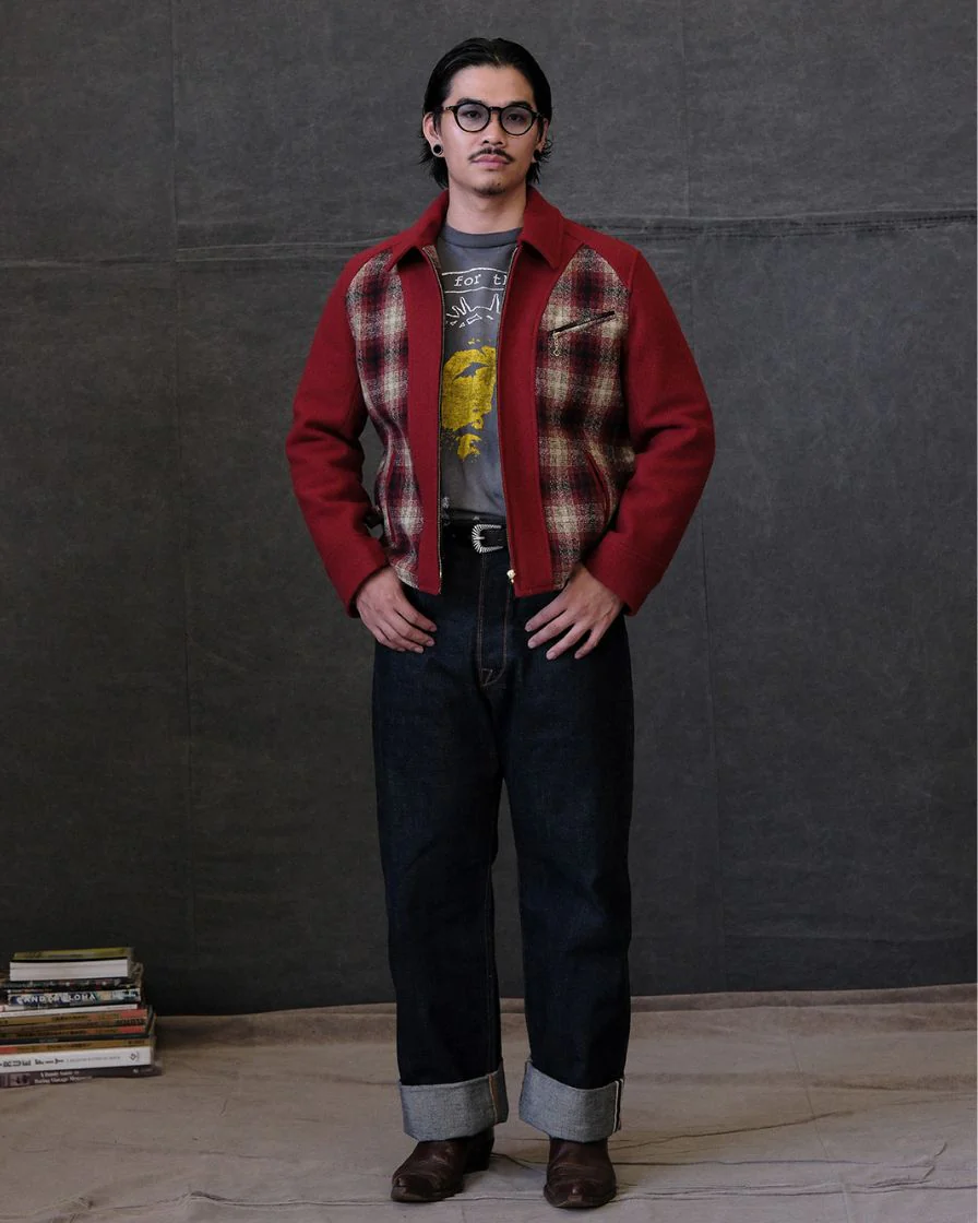 30s Spliced Plaided Field Sports Jacket