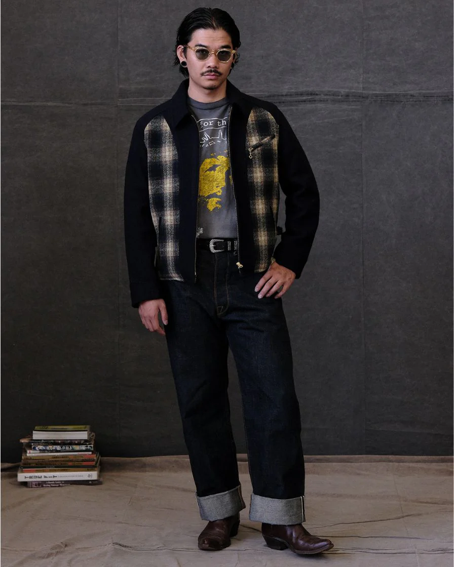 30s Spliced Plaided Field Sports Jacket - Image 5