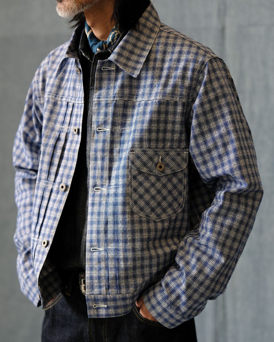 Plaided trucker jacket - 'gold seeker' - Image 4