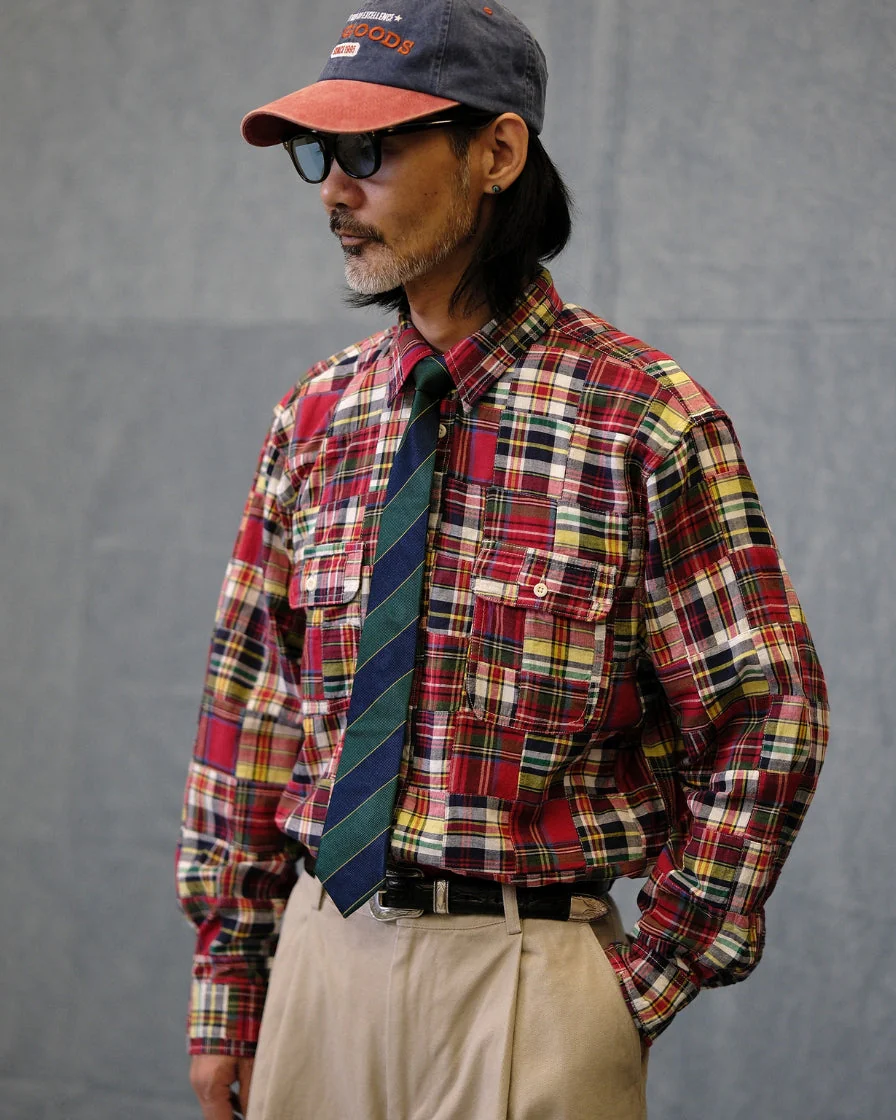 60s preppy patchwork plaid shirt - Image 4