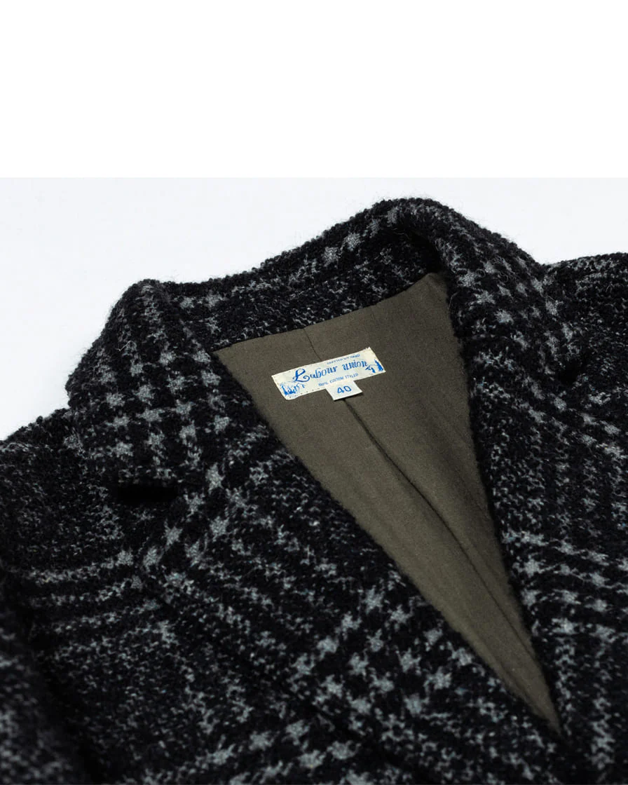 Black Check Wool Raglan Overcoat - Image 6