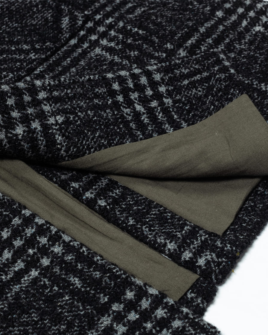 Black Check Wool Raglan Overcoat - Image 7