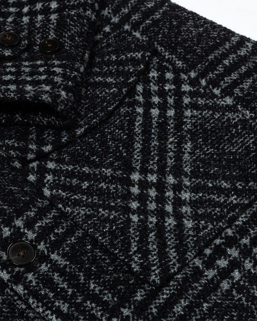 Black Check Wool Raglan Overcoat - Image 8