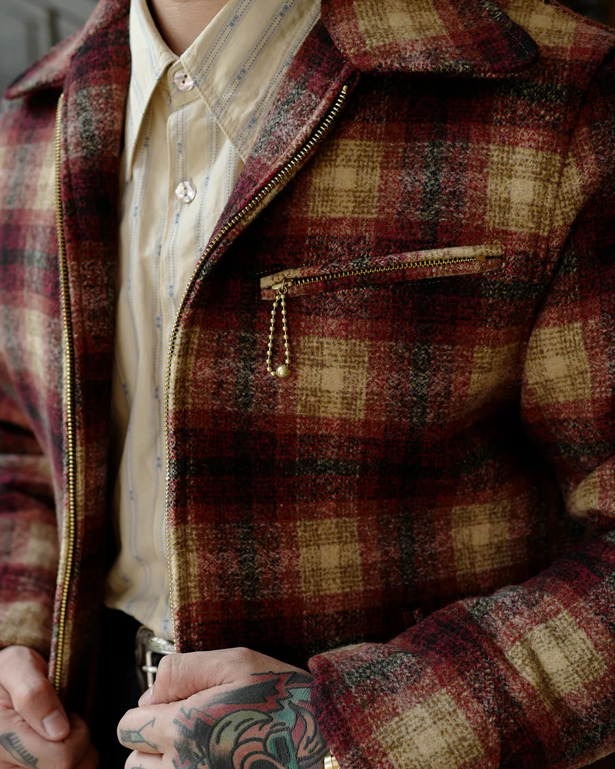 Burgundy Plaid Sports Jacket - Image 3