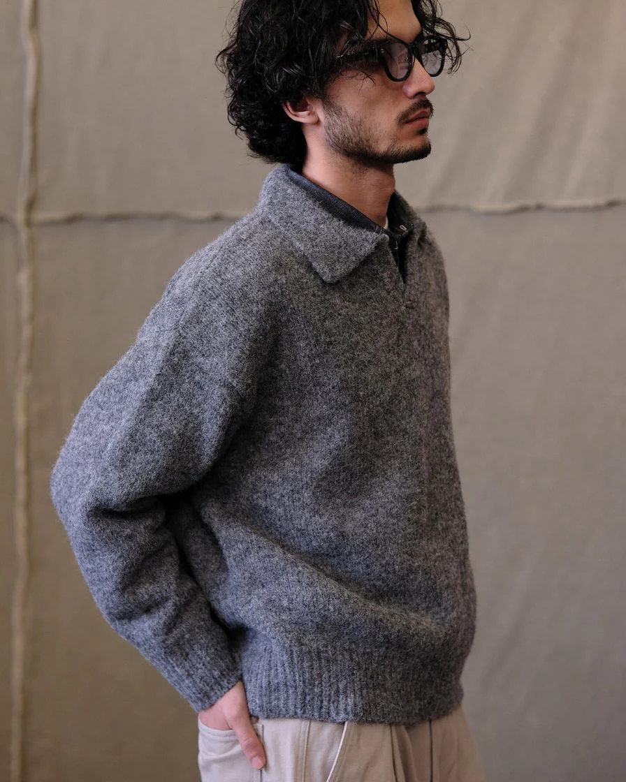 Polo Jumper Buttonless Collar Felted Wool-blend - Image 3