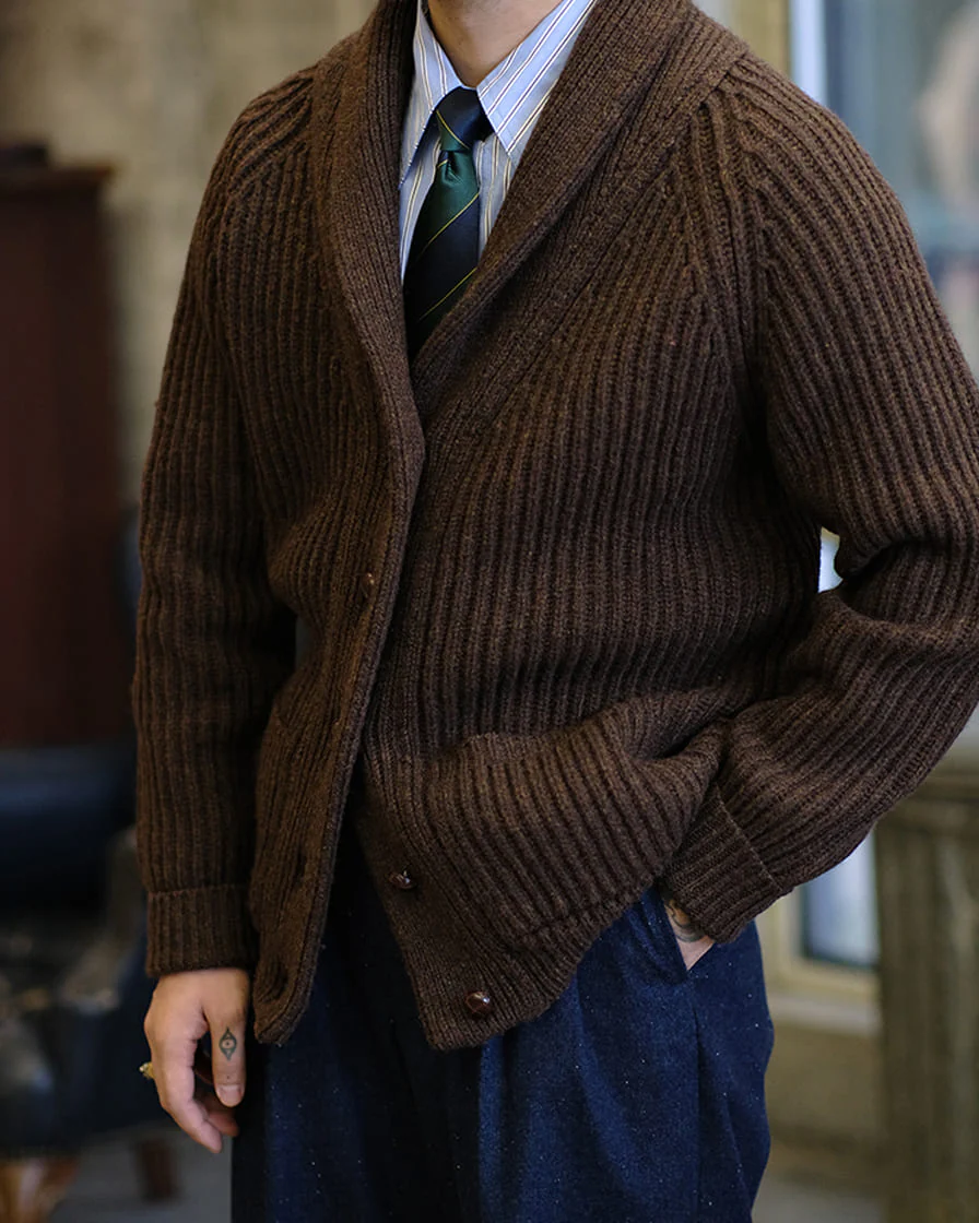 Shetland Wool Cable Knit Cardigan - Image 3