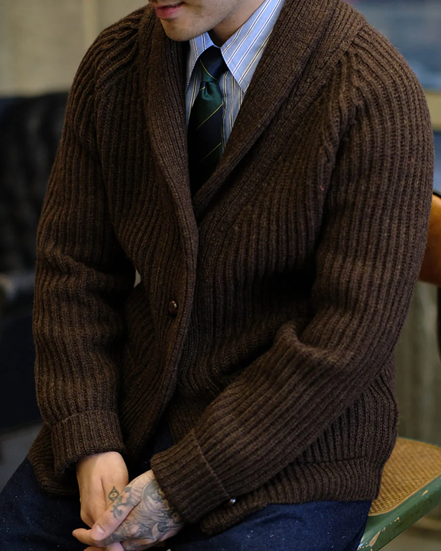 Shetland Wool Cable Knit Cardigan - Image 5