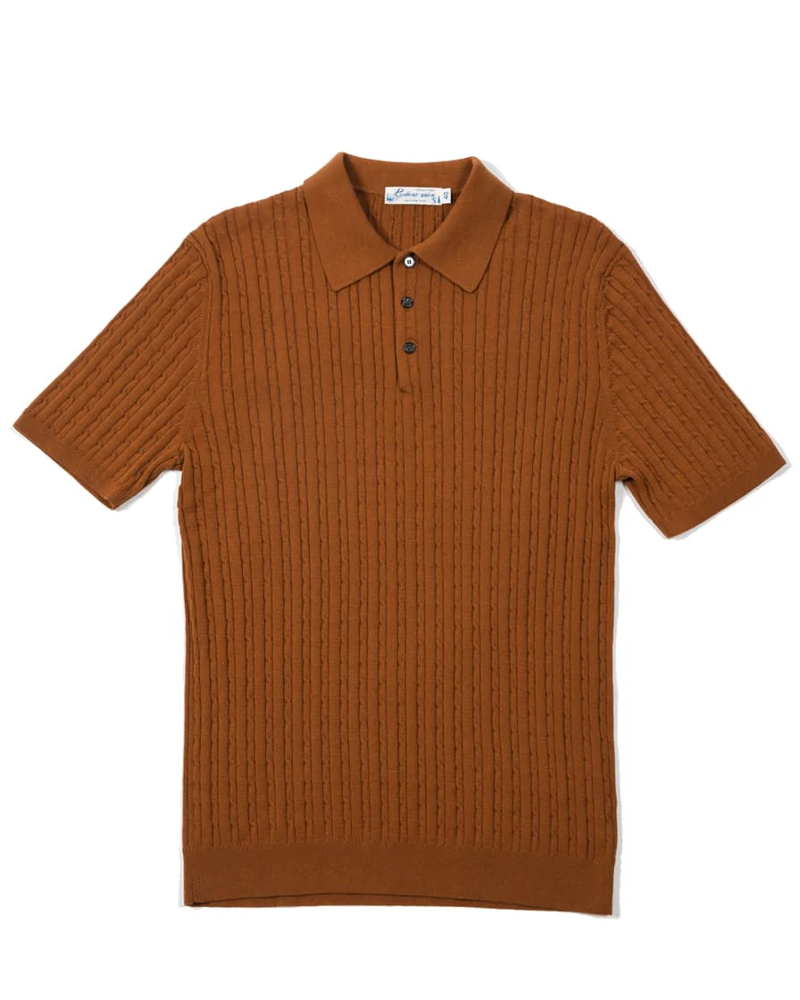 Cable Knitted Polo Shirt - Image 3
