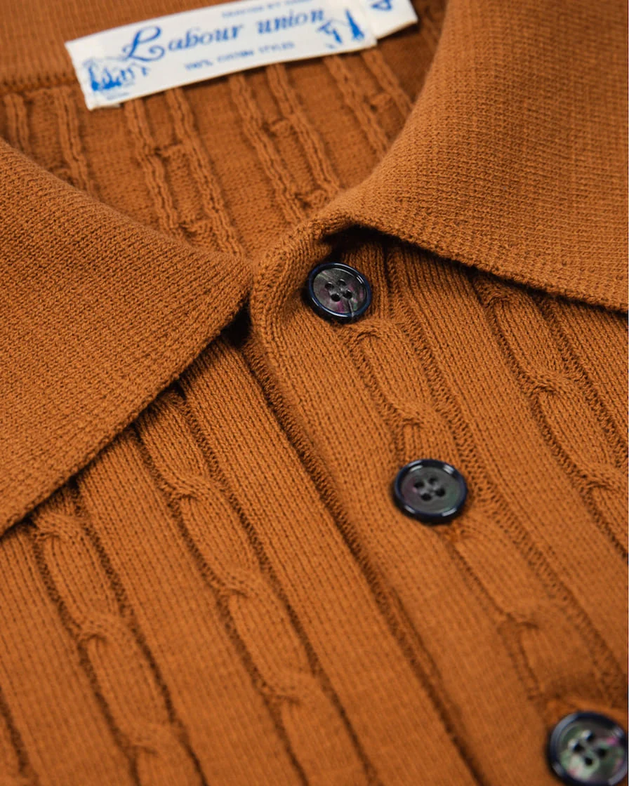 Cable Knitted Polo Shirt - Image 6