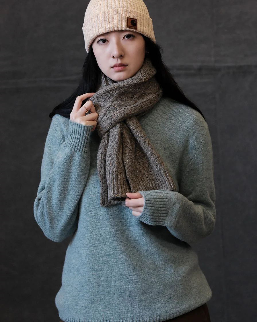 Cable Knitting Scarf Felted Yarn - Image 11