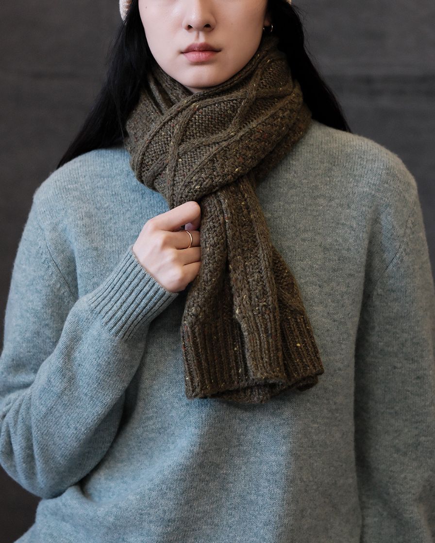 Cable Knitting Scarf Felted Yarn - Image 3