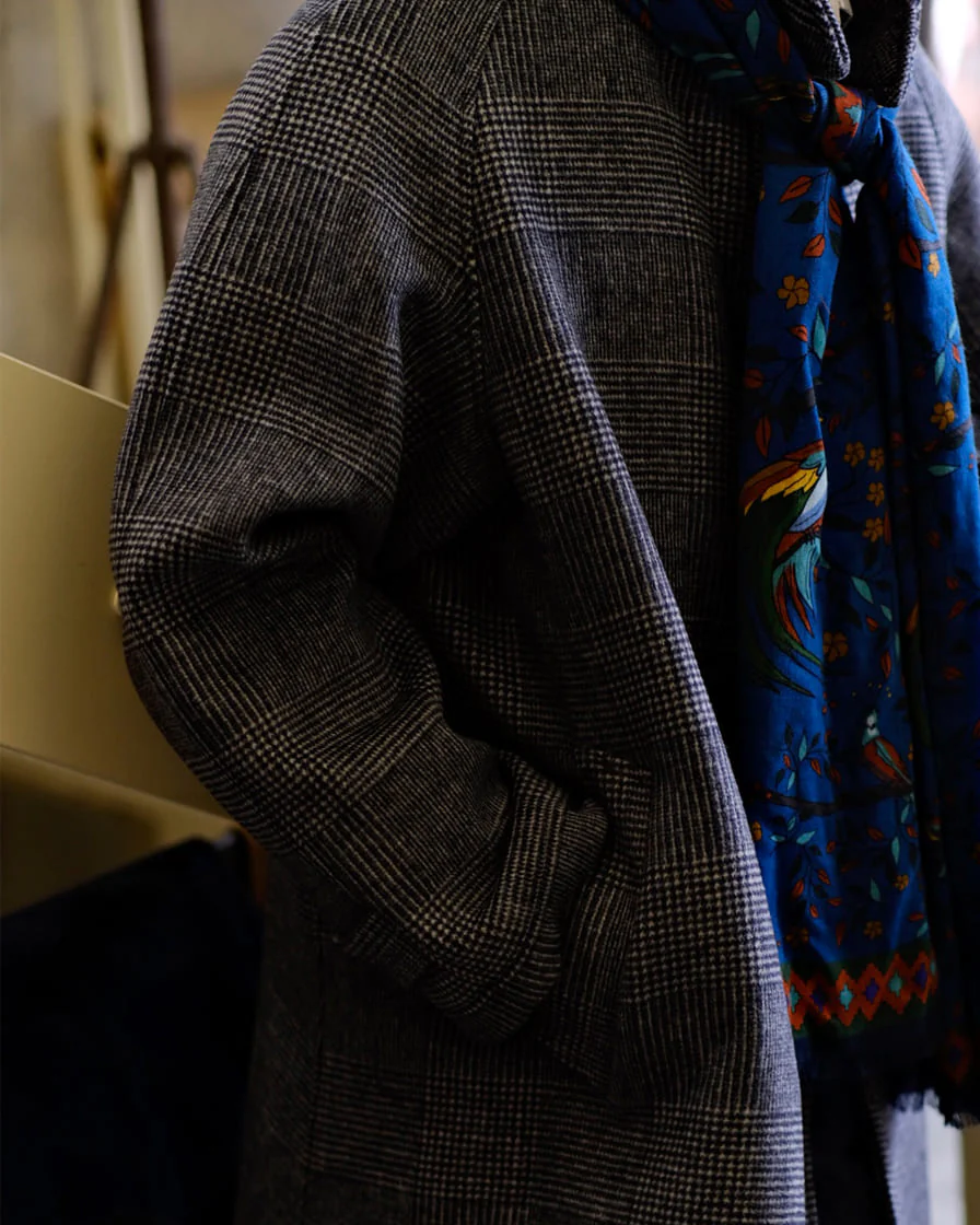 Checked Wool Balmacaan Coat - Image 3