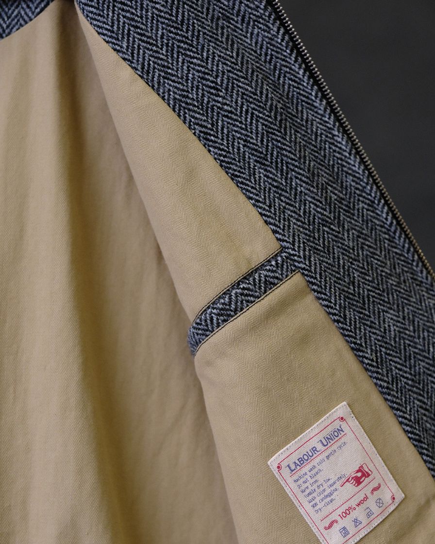 Chevron Stand Collar Tweed Jacket - Image 12