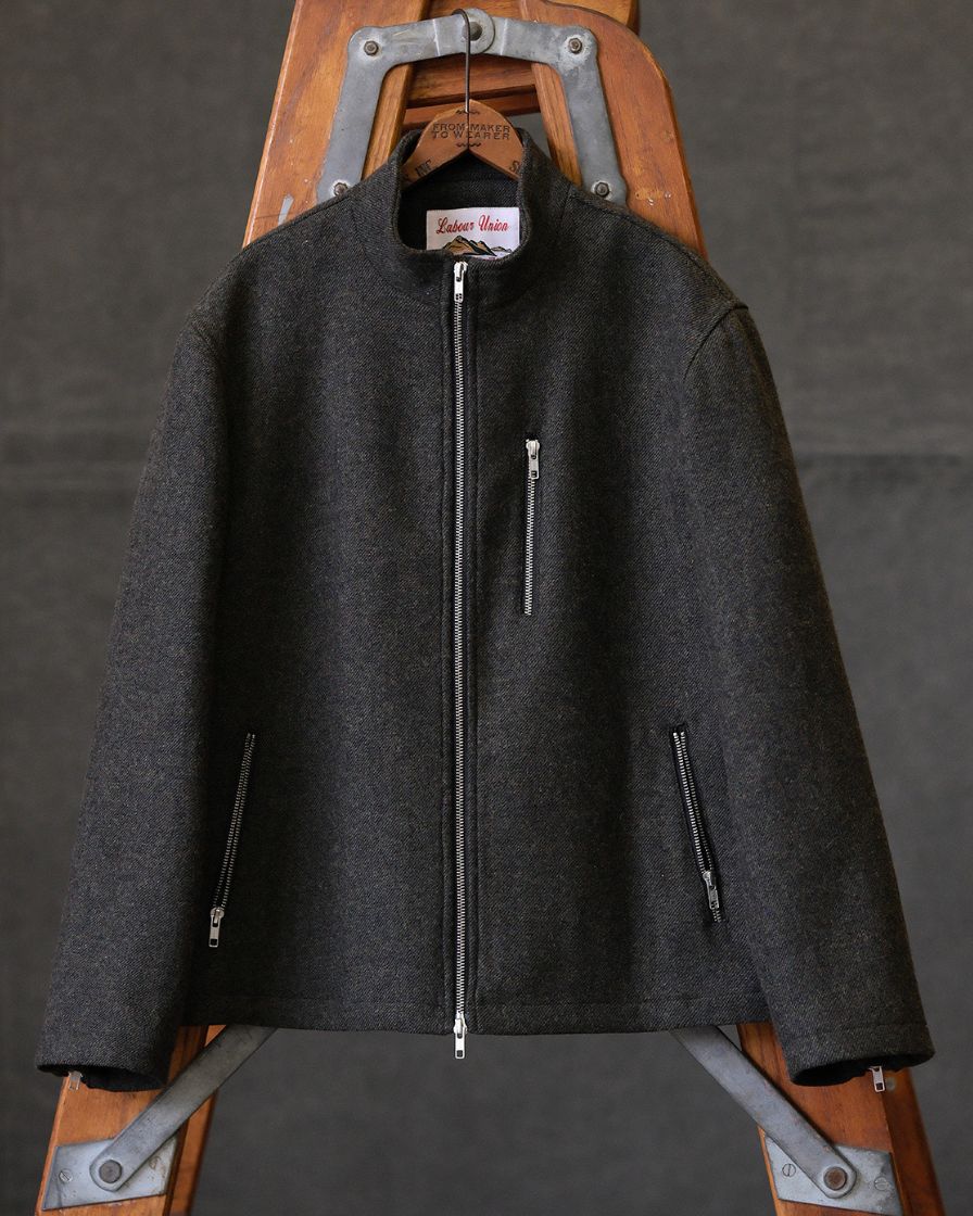 Chevron Stand Collar Tweed Jacket - Image 7