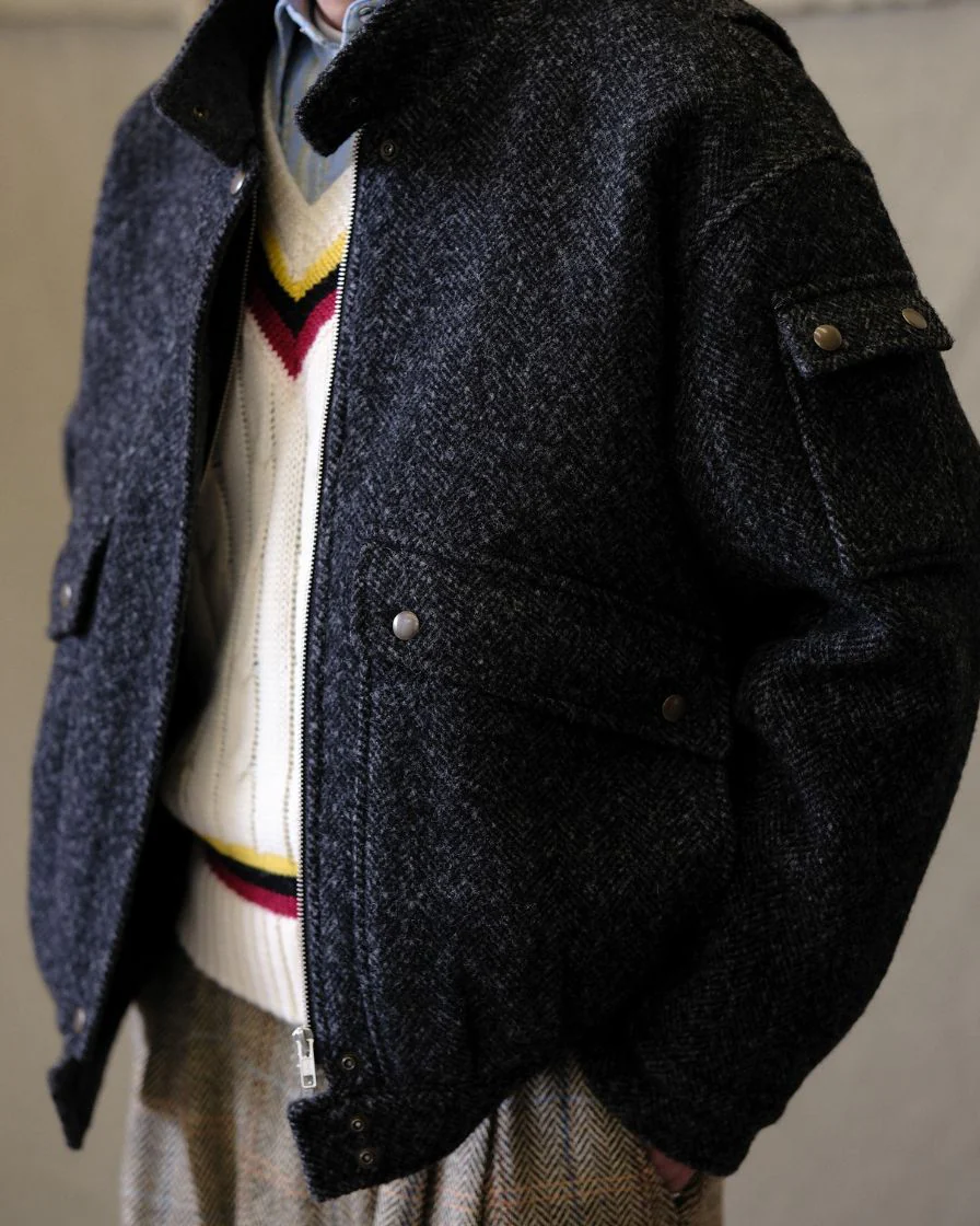 Chevron Wool Bomber Jacket - Image 5