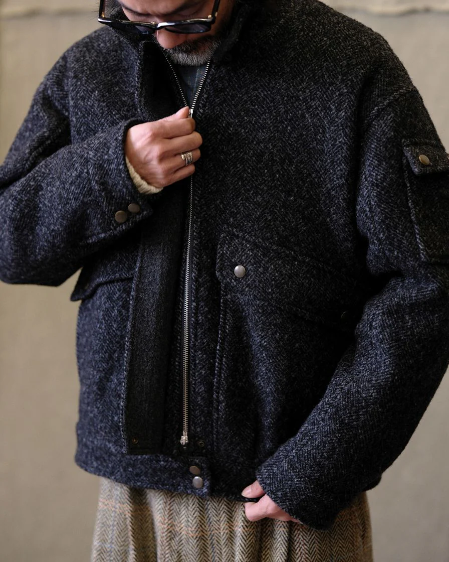 Chevron Wool Bomber Jacket - Image 6