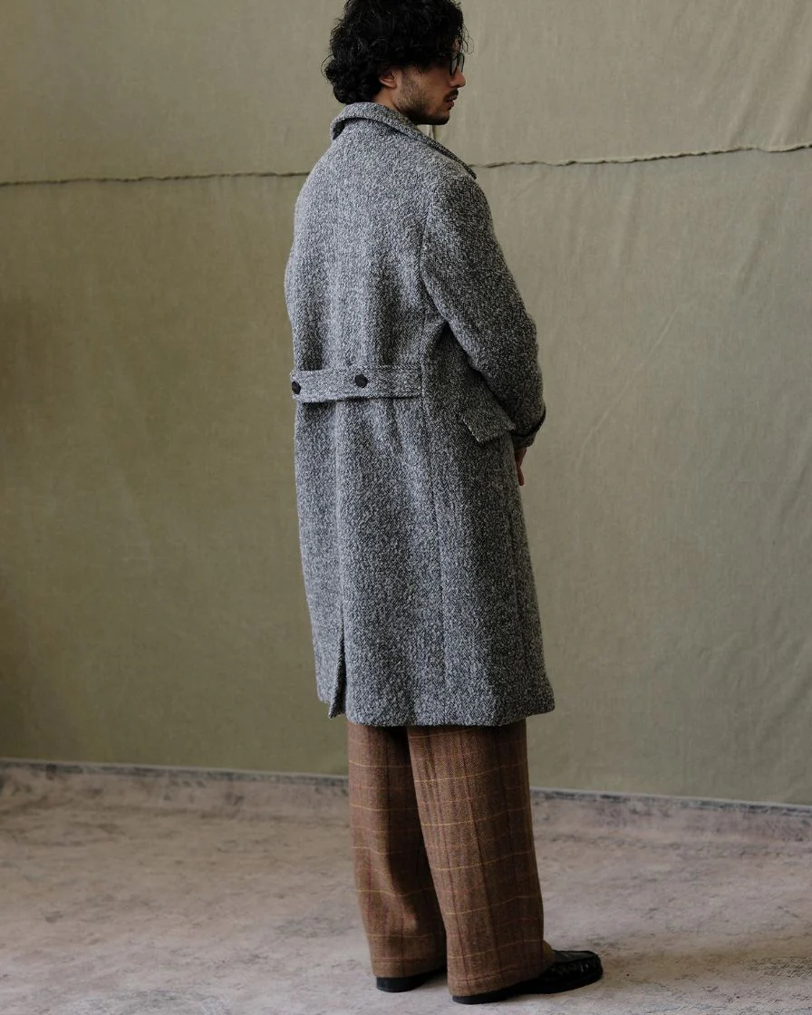 Double Breasted Chevron Tweed Polo Coat - Image 5