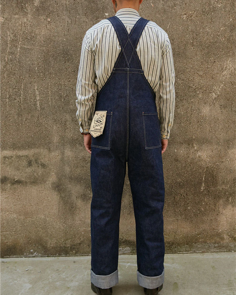 Workwear Raw Denim Dungarees - Image 3