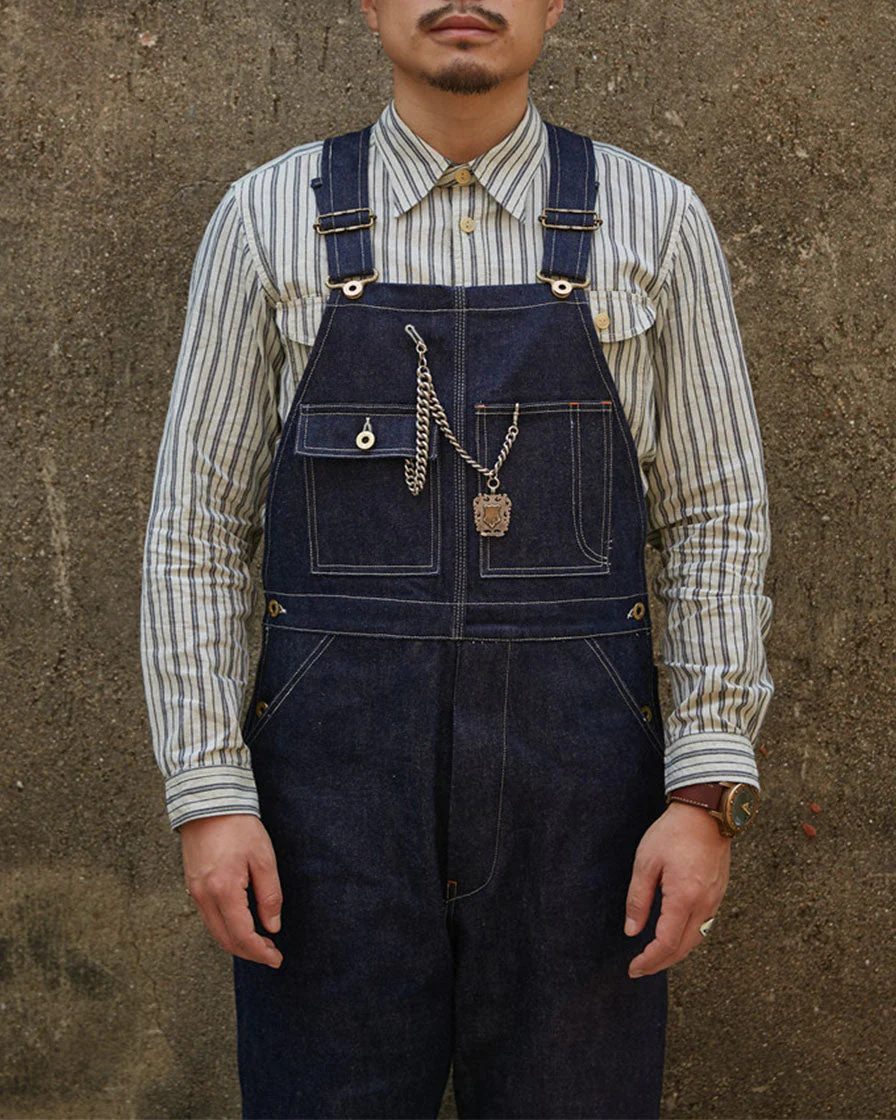 Workwear Raw Denim Dungarees - Image 4