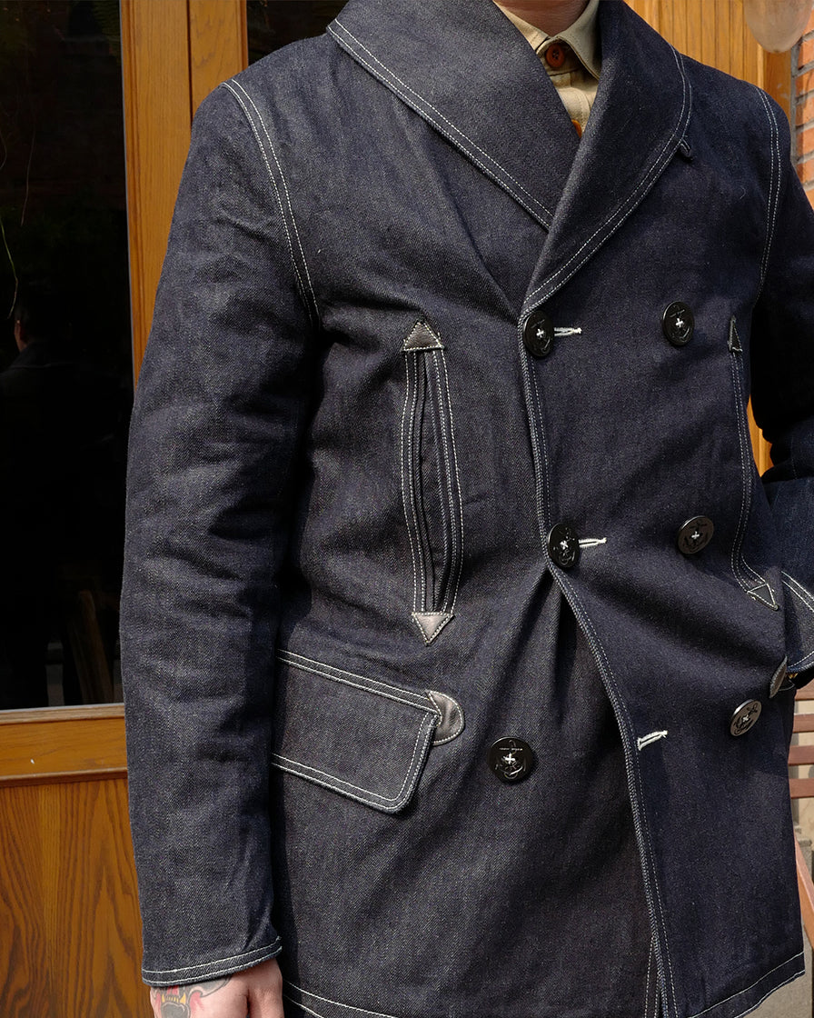 Denim Shawl Peacoat - Image 3