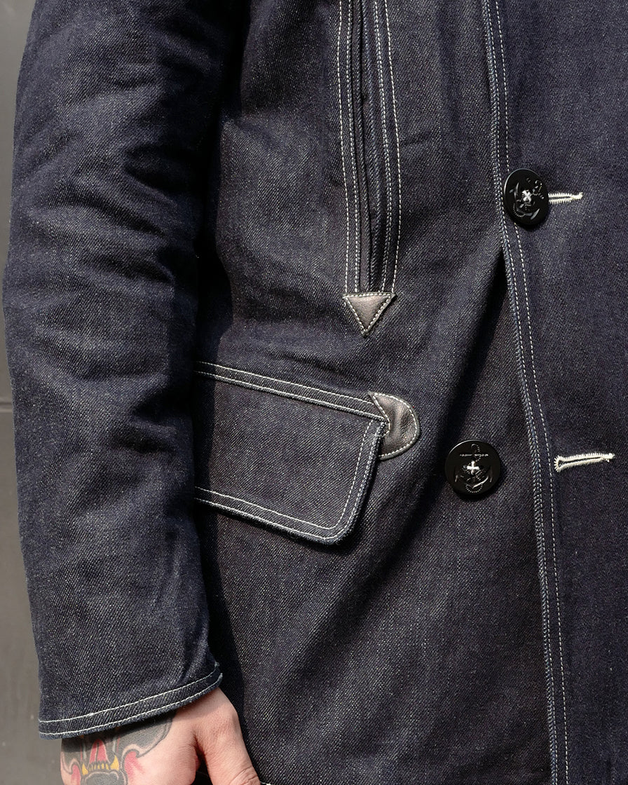 Denim Shawl Peacoat - Image 4