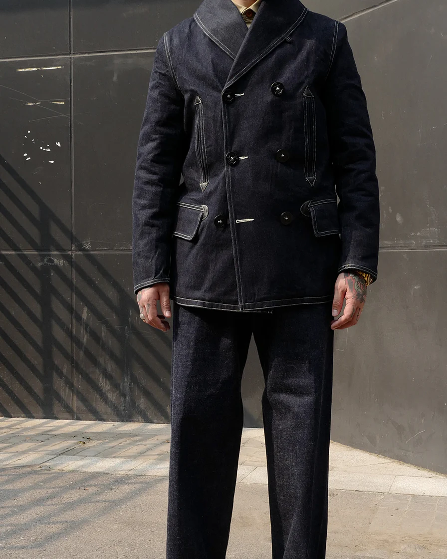 Denim Shawl Peacoat - Image 6