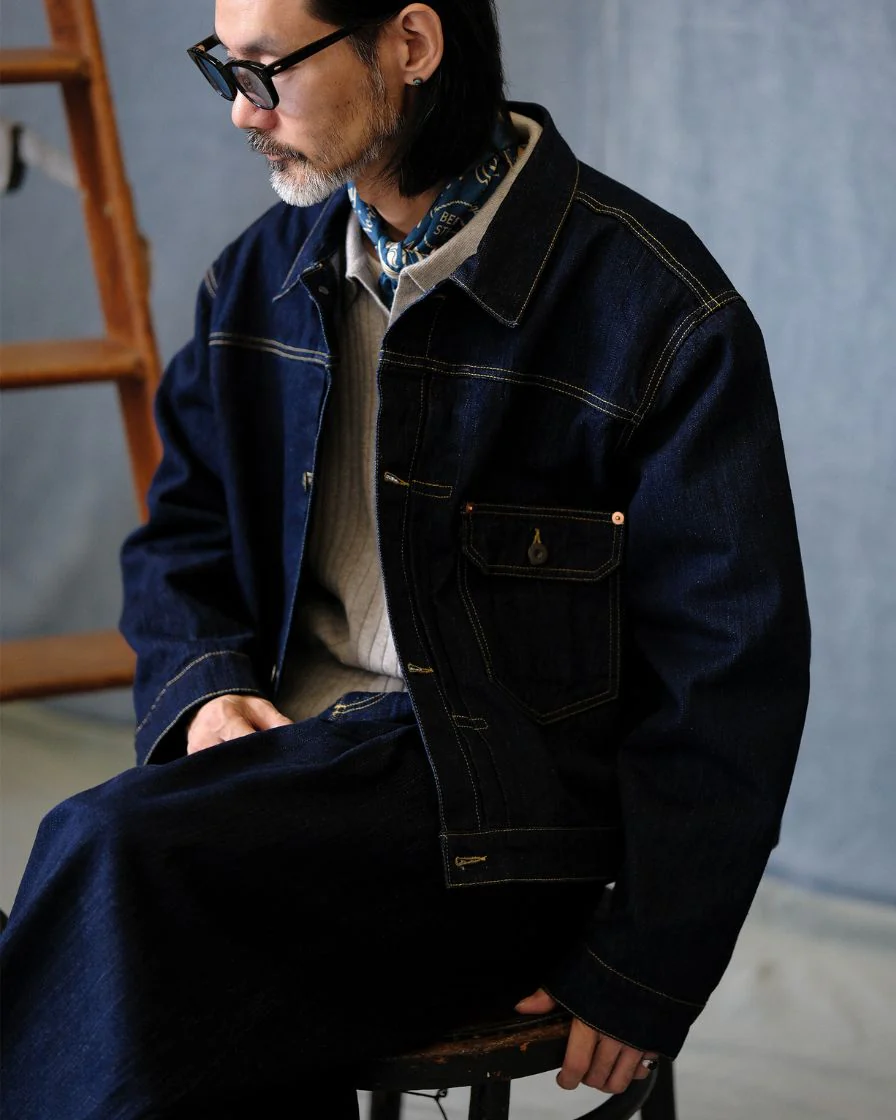 Type-I Denim Trucker Jacket – Slanted Shoulder - Image 3