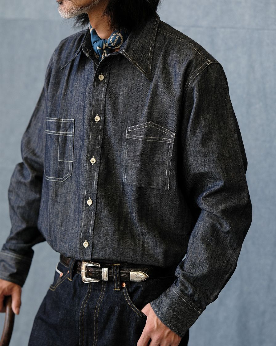 Denim Workwear Shirt Slub Cotton - Image 3