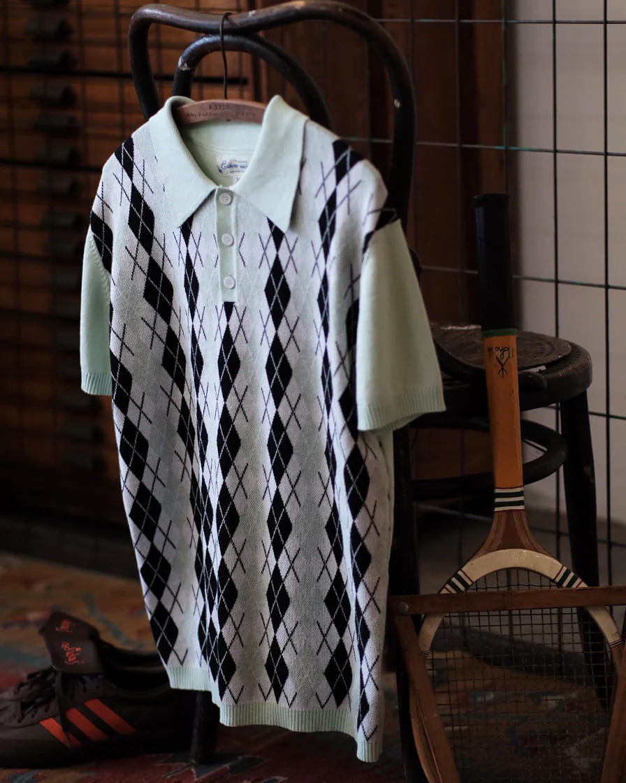 Diamond Pattern Knitted Polo - Image 6