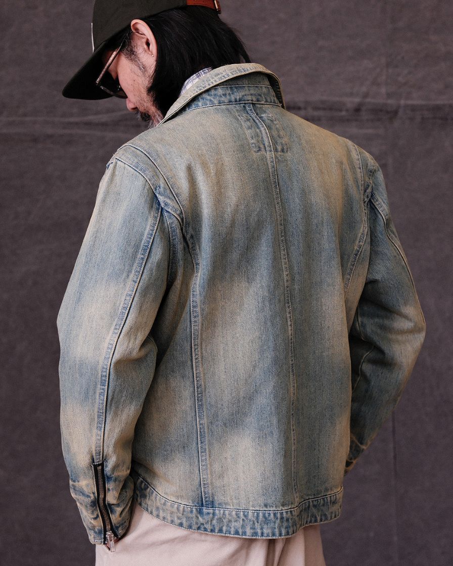 Distressed Denim Biker Jacket - Image 4
