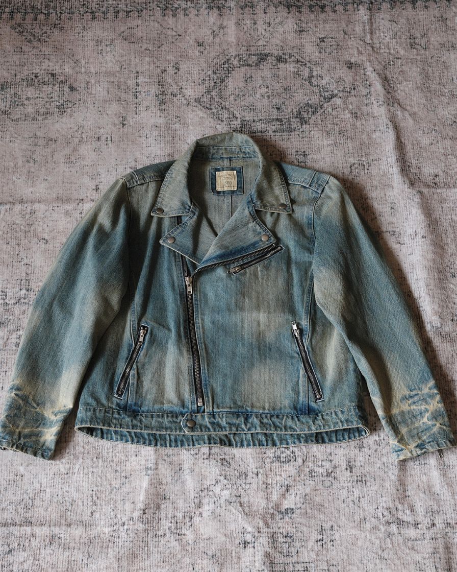 Distressed Denim Biker Jacket - Image 5