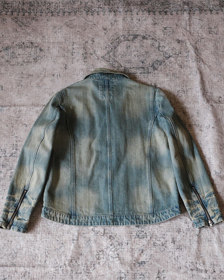 Distressed Denim Biker Jacket - Image 6