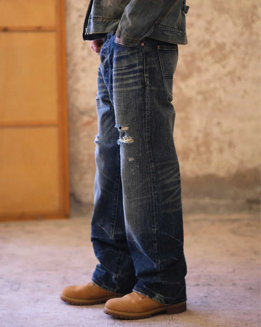 Distressed Washed Worker Jeans - Image 4