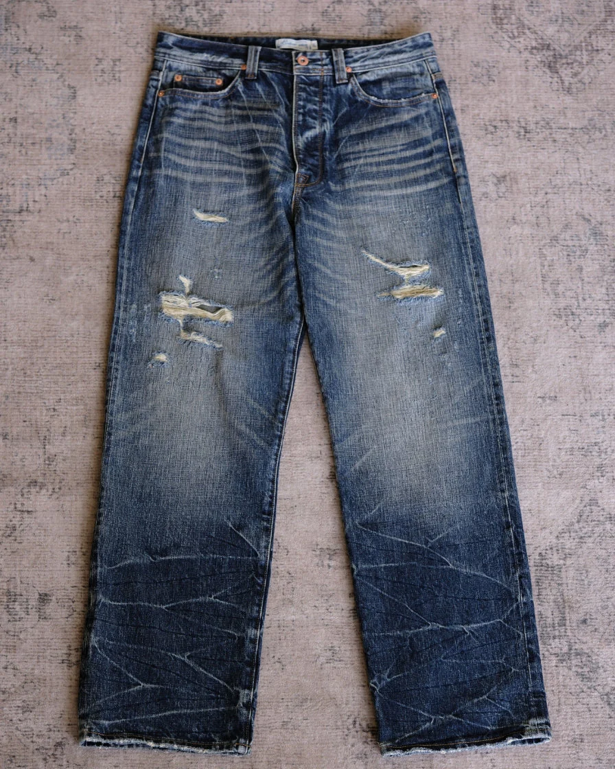 Distressed Washed Worker Jeans - Image 6