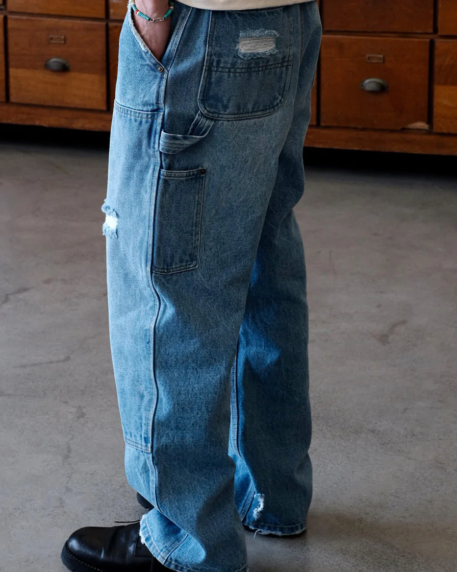 Double-Knee Flared Washed Jeans - Image 4
