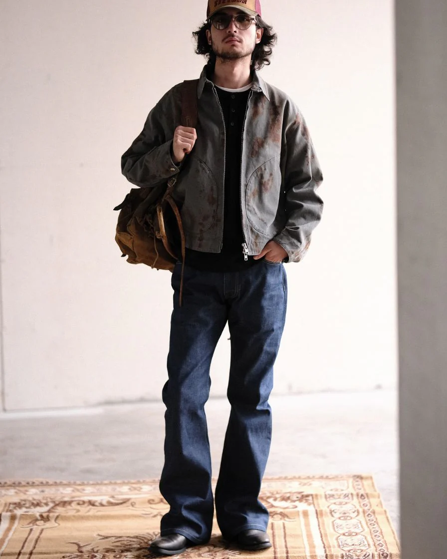 Duck Canvas Distressed Chore Jacket Rust Stain - Image 3