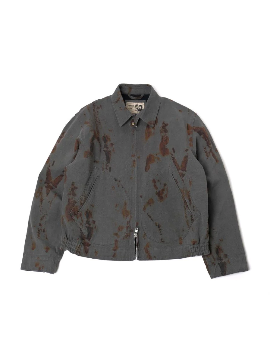 Duck Canvas Distressed Chore Jacket Rust Stain - Image 6