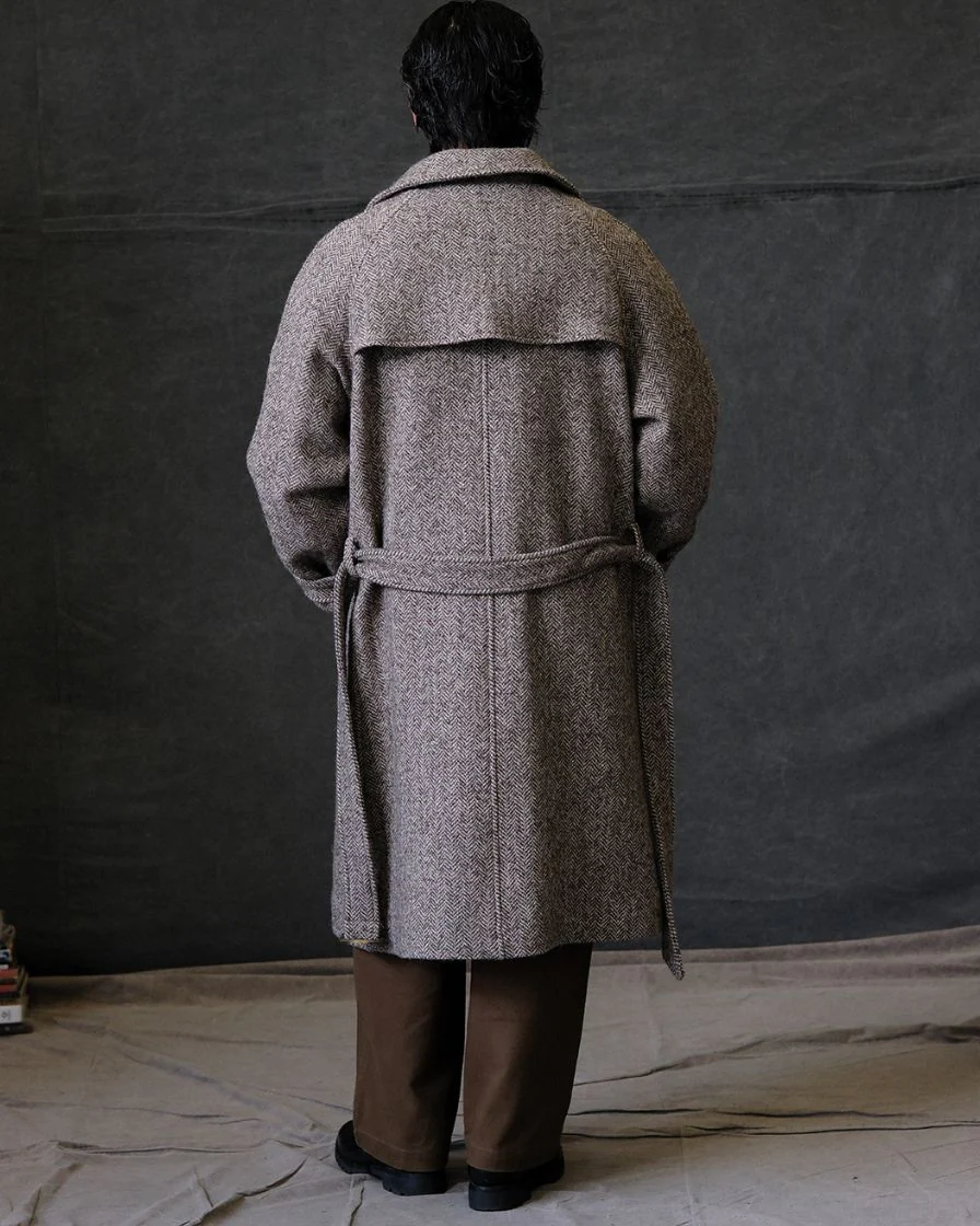 Felted Tweed Double Breasted Trench Coat Two-tone - Image 10