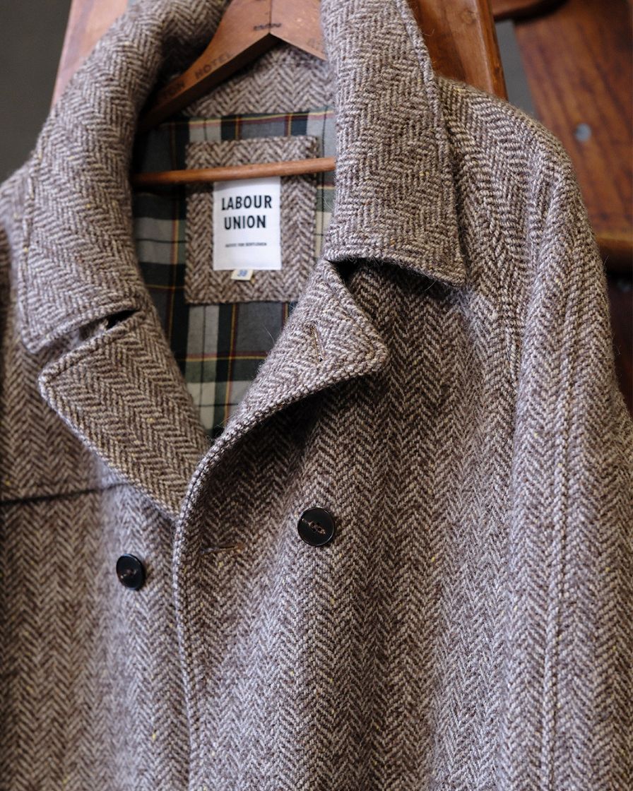Felted Tweed Double Breasted Trench Coat Two-tone - Image 11