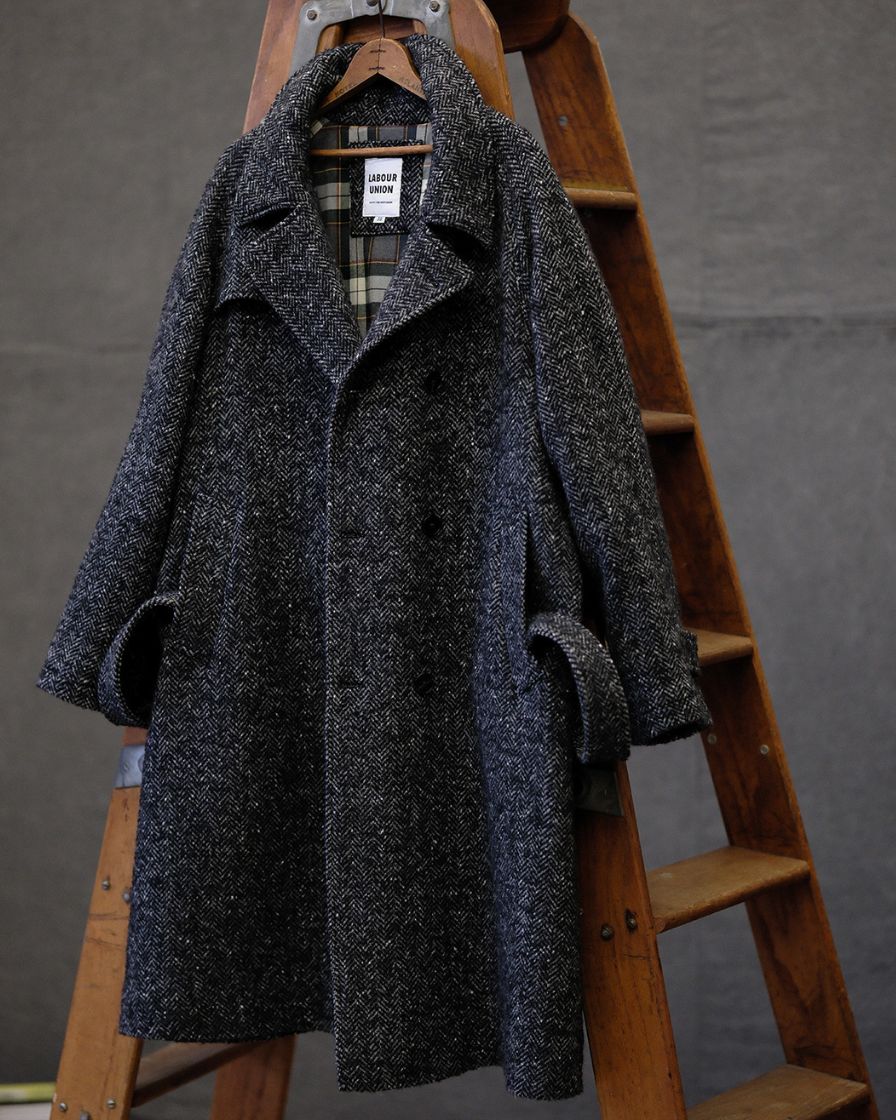 Felted Tweed Double Breasted Trench Coat Two-tone - Image 5