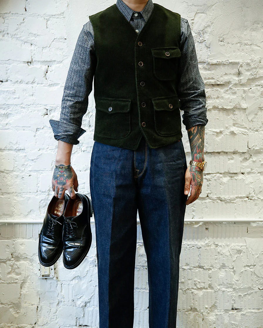 French Corduroy Workwear Waistcoat - Image 3