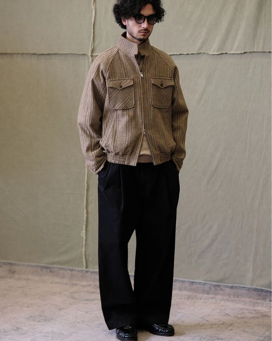 Glen Plaid Tweed Harrington Jacket