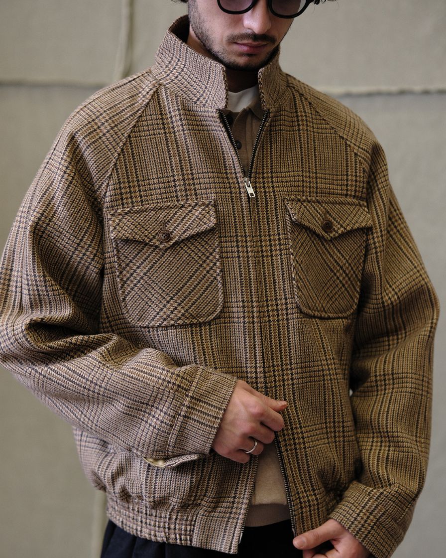 Glen Plaid Tweed Harrington Jacket - Image 2