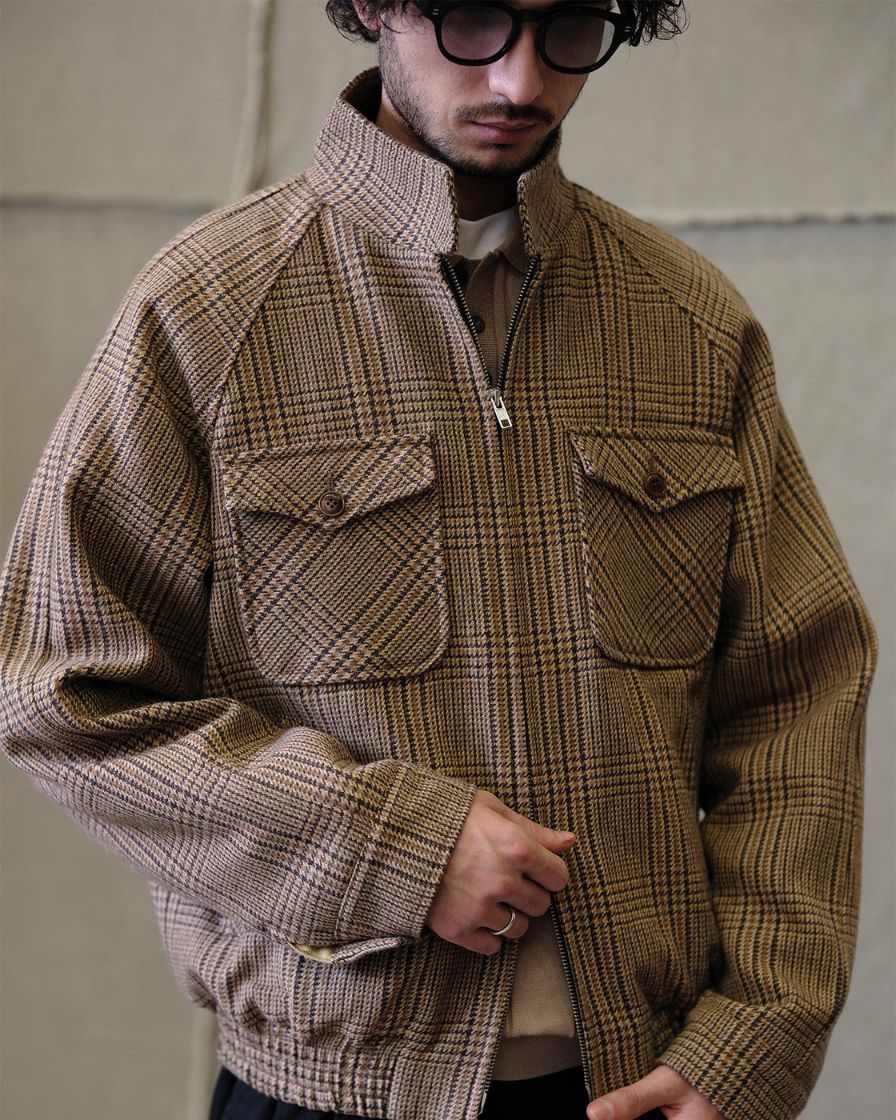 Glen Plaid Tweed Harrington Jacket - Image 4