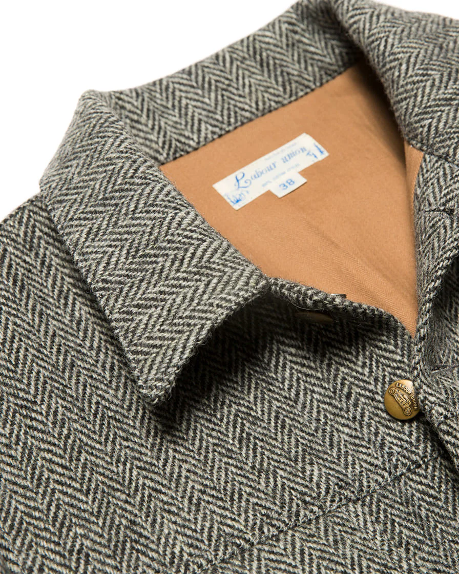 Herringbone Trucker Jacket Grey - Image 5